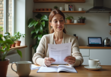 Femme française concentrée à la maison dans une cuisine chaleureuse