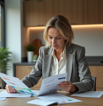 Placement non imposable : quel est le meilleur à choisir en France ? Femme française en blazer examinant des brochures d'investissement