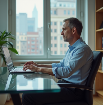 Entreprise sans employés : quel type d’entreprise n’en a pas ? Homme d'âge moyen dans un bureau à domicile moderne