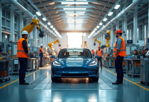 Ligne d'assemblage de voitures électriques en France